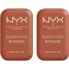 NYX Professional Makeup Buttermelt Bronzer Tonalità 3.5 Butta'd Down Lunga Tenuta 12h No Transfer Look Abbronzato e Luminoso con Burro di Mango Karité e Mandorle - 2 Bronzer da 5g