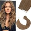 Silk-co Extension Adesive Capelli Veri Biadesivo 20 Fasce Biadesive 25cm 20g Tape Ins Invisibili Marrone Chiaro