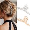 Zoestar Fermagli per capelli con strass dorati, grandi, scintillanti accessori per capelli da donna (confezione da 2)