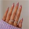 Clataly 24 PZ Moon Stars Fake Nail Amore Cuore Onda Della Perla Acrilica Unghie False Stampa su Unghie Artificiali Puntate Unghie False per le Donne Ragazze (D)