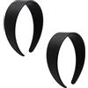 CDQZAIKEJI 2pcs 4cm Fascia Capelli Donna Larga Nera, Cerchietto Capelli Larga Fascia per Capelli Donna Classico, Cerchietto per Uso Quotidiano, Party e Sport, Accessorio Elegante