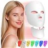 IeBilif Terapia della luce rossa per viso e collo, maschera a LED per terapia della luce, 7 colori, senza fili e ricaricabile, uso domestico e in viaggio