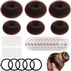 TIESOME 41 cuscinetti per chignon, misura piccola, grande, 6 pezzi Dutt Maker per donne, in peluche, per acconciature, piccoli e grandi, con 5 fasce elastiche per capelli, 20 fermagli per capelli a