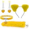 HSNAXingLife Set di 4 plug anali,Coda plug anale in acciaio inossidabile,Giocattoli sessuali per adulti SM,Strumento per flirtare,Oggetti di scena per abbigliamento femminile adatti alle coppie (Giallo)