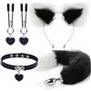 HSNAXingLife Set di 4 plug anali,Coda plug anale in acciaio inossidabile,Giocattoli sessuali per adulti SM,Strumento per flirtare,Oggetti di scena per abbigliamento femminile adatti alle coppie (Nero)