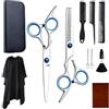 QLK Set da 11 Forbici per Capelli, Forbici da Taglio e Forbici Sfoltenti per Uomo, Donna e Bambini, Kit Professionale Completo per Taglio Capelli per Famiglia e Salone di Parrucchiere