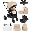 BabyVoyage Passeggino 3 in 1, passeggino con due modalità di scorrimento reversibili, passeggino con telaio in lega di alluminio, passeggino 3 in 1, con Ovetto I-SIZE 40-85 cm, alto paesaggio