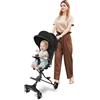 Homewell Passeggino leggero per esterni, passeggino portatile, passeggino compatto con ruote bloccabili, adatto fino a 15 kg, con parasole nero e ruote bloccabili