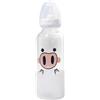 CutiePlusU Biberon per adulti in vetro con tappo protettivo, stampa carina, alimentazione senza BPA, tettarella in silicone da 400ml in set con bicchiere con cannuccia Straw-Piggy Snot
