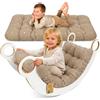Totsy Baby Cuscino da pavimento bambini 60x120 cm - tappetino neonati grande per palestrina e arco montessori tappeto gioco neonato gattonamento morbido bebe materassino Oeko-Tex Beige con stelle blanche