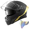 VEVOR Casco Integrale con Visiera Doppia, Casco Integrale Taglia L da Motociclista Visiera Parasole di Ricambio Omologato ECE 22,06 DOT, Calotta in ABS, Tasca per Altoparlante Bluetooth, Colore Nero