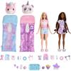Barbie - Cutie Reveal Pigiama Party Set regalo, con 2 bambole e 2 cuccioli, include 35+ sorprese e costume di peluche, con effetto cambia colore, giocattolo per bambini, 3+ anni, HRY15