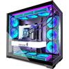 ANSAITE CASE PC ATX 9 ventole PWM ARGB preinstallate, case per PC da gioco Mid-Tower, case per computer in vetro temperato panoramico con Type-C, supporto per radiatore da 360 mm, nero