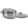 GSW 411318 - Rostiera multiuso in acciaio INOX 3 in 1, 18/8, ovale, 38 cm, in vetro, 8,5 litri, 38 x 25 cm, colore: argento