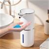 Fachixy Dispenser di sapone automatico per liquido, senza contatto, con sensore, 380 ml, montaggio a parete, ricaricabile tramite USB, IPX5, 4 livelli regolabili, per bagno e cucina, bianco