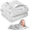 Medi Partners Coperta di Mussola per Neonata 100x150cm Copertina Neonato per lettino - 100% Cotone Mussole naturale Blanket Neonati Invernale Estate Carrozzina Bambino (Grigio)
