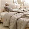 ROSGONIA Set copripiumino king size oversize 128 x 120 cm, 3 pezzi, super king plus (1 piumino color avena e 2 federe), set di biancheria da letto king size leggero e oversize