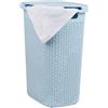 Mind Reader Cesto portabiancheria sottile con coperchio, 60 l, design in vimini di alta qualità, in plastica, colore azzurro
