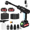 Teodute 21V Idropulitrice a Batteria, 80Bar/1160PSI, 4L/min, 6 in 1 Ugello con 5M Tubo e 3 Ugelli, 2×3.0Ah Batterie, Idropulitrice Professionale per Auto Patio Giardino Pulizia Pavimenti (Con Borsa per Aereo)