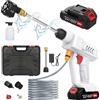 Housiwill 18 Bar Idropulitrice a Batteria Portatile, 21V Idropulitrice a Batteria con 2 Batterie, 6 in 1 Ugello, Tubo da 5M, Serbatoio in Schiuma, Adatto per la Pulizia di Auto, Pavimenti ad alta pressione