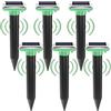 BAIFULAI Distributore di talpe a energia solare, 6 pezzi di spaventappi, arvicole a ultrasuoni, IP66, impermeabile e antipolvere, per il prato, giardino (verde)