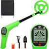 AMIPOW Metal Detector per bambini, rilevatore di metalli ad alta precisione con display LCD, rivelatore metallico leggero per bambini con manico regolabile, bobina di ricerca impermeabile da 6 pollici, verde