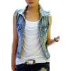 Runyue Donna Giacca Denim Senza Maniche Gilet in Jeans Slim Fit Lavaggio Colore Chiaro Strappati Giubbotto in Jeans Blu M