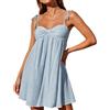 Generico Vestito Donna Estivo Corto con Spalline Regolabili e Scollo a Cuore Vestiti Estivi Mare Casual in Simil Cotone Lino Abito Elegante Curvy Senza Maniche Abiti Ampio Leggero per Hawaiano Viaggio Uscite