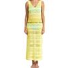 Beauty Women Abito Mare Donna in Maglia Traforata, Copricostume Lungo Senza Maniche con Scollo a V, Vestito Crochet Leggero da Spiaggia e Primavera