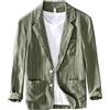Generico Blazer da Uomo in Lino, Casual Estivo, Sportivo, Leggero, Traspirante, A Righe, Casual, con Revers A Tacca, Due Bottoni, Giacca da Completo per Matrimoni, Affari, Vacanze, Viaggi, Abbigliam