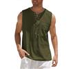 COOFANDY Canotta Henley da Uomo Maglietta Senza Maniche in Cotone Uomo Estate Spiaggia Casual Hippie Camicia da Spiaggia Verde Militare M