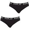 Replay Slip da Uomo, Confezione da 2, Materiale Morbido, vestibilità Classica, Bianco, Nero, Grigio (IT, Testo, S, Regular, Regular, Nero)