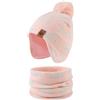 Pesaat Cappello e sciarpa lavorati a maglia per bambini, berretto invernale per bambini piccoli maschi e femmine, con fodera in pile e pompon, Set rosa, 2-4 anni