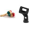 Tiger Natural Hand Painted Wooden Maracas 25cm with Tiger Universal Microphone Clip Black