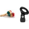 Tiger Natural Hand Painted Wooden Maracas 25cm with Tiger Quick Release Microphone Clip Black