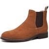 MANLADUO Stivaletti Chelsea da uomo, stile vintage britannico, pelle scamosciata, stivaletti corti, Marrone, 42 EU