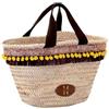 Alviero Martini 1A Classe Borsa Mare in Rafia Intrecciata, Geo, Marrone, 48 x 30 x 15 cm, con Pompon Gialli e Frange