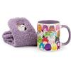 Squishmallows Set Tazza e Calzini per Donna | Adulti Calzini a Mezza Gamba con Grafica del Personaggio Cam il Gatto e Tazza in Ceramica in Viola | Tazza per Bevande Calde con Stampa Animale per Donne