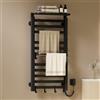 EMKE Scaldasalviette Elettrico Bagno 1000 x 500 mm, Nero, 280W, Termoarredo Elettrico Bagno con Mensola e Ganci, Temperatura Regolabile 30-70°C, Funzione Timer&Memoria,Scalda asciugamani