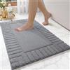 LUMI Tappetino Bagno Morbido Antiscivolo, Tappeto Bagno in Microfibra Super Assorbente, Lavabile in Lavatrice, Asciugatura Rapida, Tappeto Doccia Soffice per Vasca e Bagno, Grigio, 40x60 cm