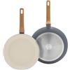 GreenPan Essence Set 2 Padelle 26 cm e 30 cm Antiaderenti Ceramica Thermolon™ Senza PFAS Induzione Manici Effetto Legno (Grrigio Scuro)