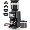 Homtone Macinacaffè Elettrico, 51 Livelli di Macinatura Regolabili, Macine Coniche, Tecnologia Antistatica, Compatibile con Portafiltro, per Espresso, Caffè Filtro e French Press (Nero)