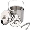 Hovico Secchiello per il ghiaccio in acciaio inox massiccio per cocktail bar, con colino, coperchio ermetico e pinze, ben fatto, isolato, in acciaio inox, doppia parete, mantiene il ghiaccio congelato più a