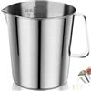 Xinxinphi Misurino Acciaio Inox 1000 ML con Manico & Scala ML OZ, Caraffa Graduata Metallo Cucina, Bricco Latte Casa Lavabile Lavastoviglie, Brocca Ristorante per Caffettiera & Ghiaccio