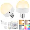 VIIVUU Lampadina Ricaricabile Magnetica Batteria Lampadine Con Telecomando Dimmerabile Ricaricabile Lampada LED E27 Lampade Senza Corrente 3 Temperature Lampadina Colorata 2 Pezzi