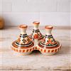 Generico Mini Tajine Triplo Porta Spezie in Ceramica Terracotta Marocchina di Safi - Eleganza Artigianale 3012250802 Tunisia Turchia Etnico del Modno