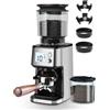 Homtone Macinacaffè Elettrico, 51 Livelli di Macinatura Regolabili, Macine Coniche, Tecnologia Antistatica, Compatibile con Portafiltro, per Espresso, Caffè Filtro e French Press (Argento)