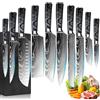FIVE COWS Set Coltelli da Cucina, 10pz, con Coltelli da disosso, Coltelli per frutta e Coltelli da Chef, Manico in resina, Acciaio Inossidabile, Damasco, set coltelli da cucina professionali(Nero)