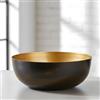 levandeo Ciotola rotonda, diametro 25 cm, in metallo, colore nero e oro, decorazione da tavolo