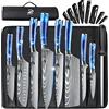 Dfito Set di Coltelli da Cucina Borsa a Rotolo, 8 pezzi set Coltelli da Cucina Professionali,Set di Coltelli da Chef Professionali in Acciaio inox ad Alto Tenore di Carbonio, Estremamente Affilati